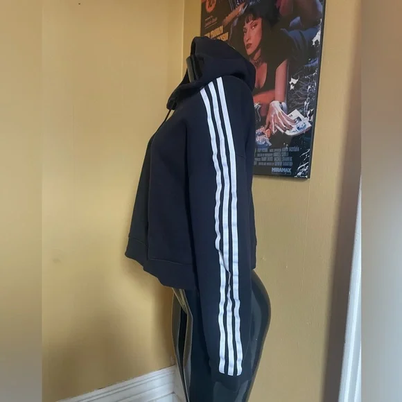 Women’s Adidas Black Trefoil Crop  Hoodie ( Medium) - Picture 2 of 4